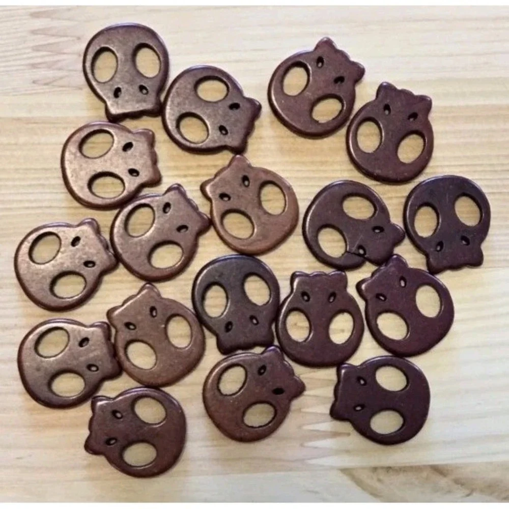 Assorted Skull Gothic Day of the Dead Stone Beads Lot of 258 Various Sizes